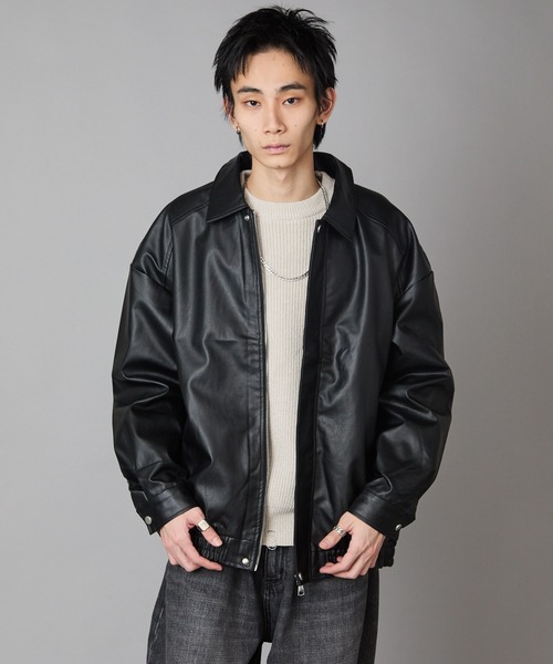 Theater code ブルゾン アウター Zip-Up Faux Leather Jacket/ジップ