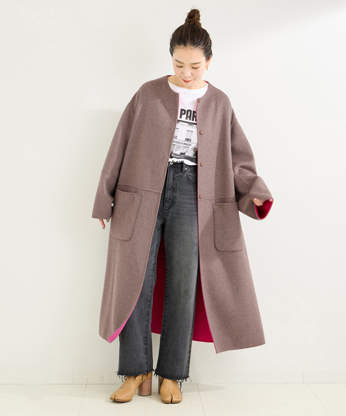 B.C STOCK（ベーセーストック） ノーカラーコート コート 「追加」S120