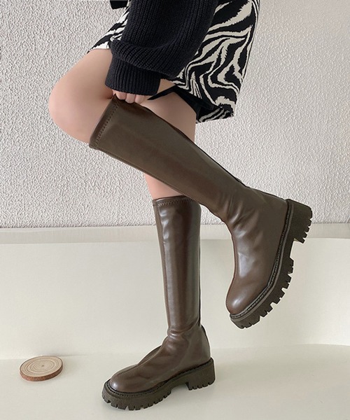 HALEY PESCA ブーツ HALEY PESCA/厚底PUレザー バックジップロング