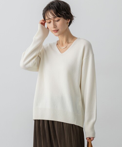 ニット セーター カシミヤブレンド Vネック レディース : ZOZOTOWN