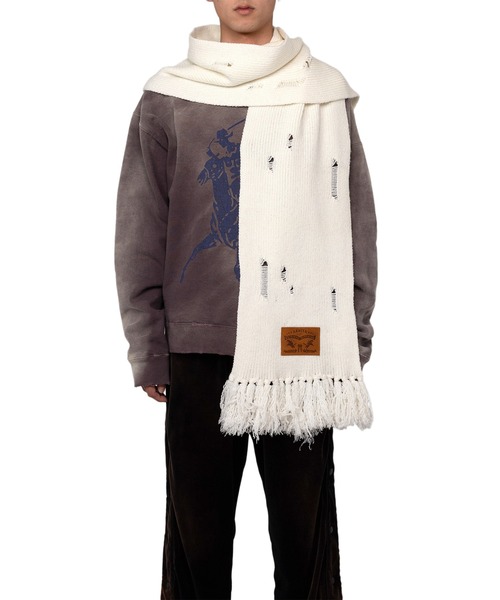 KAMIYA マフラー Distressed Knit Muffler メンズ : ZOZOTOWN Yahoo!店