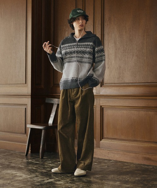 Bleme セーター ニット クラシック ノルディック ハーフジップニット