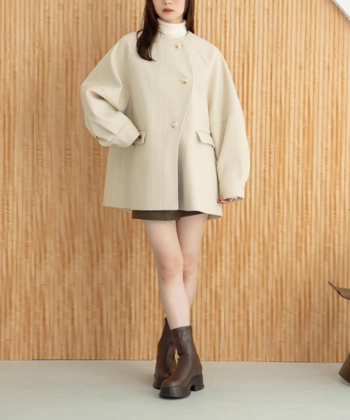 hinari（ヒナリ） コート アウター ウェーブデザインミドルコート