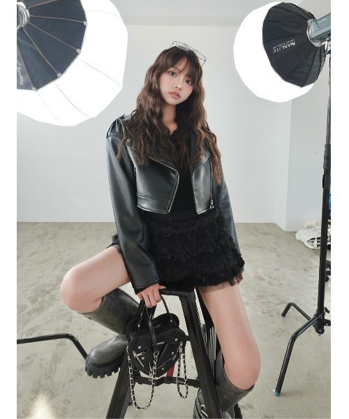 Darich（ダーリッチ） レザージャケット ライダース ドロップショート