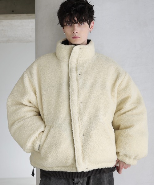 ダウンジャケット ダウン タフタ×ボア リバーシブル機能性中綿