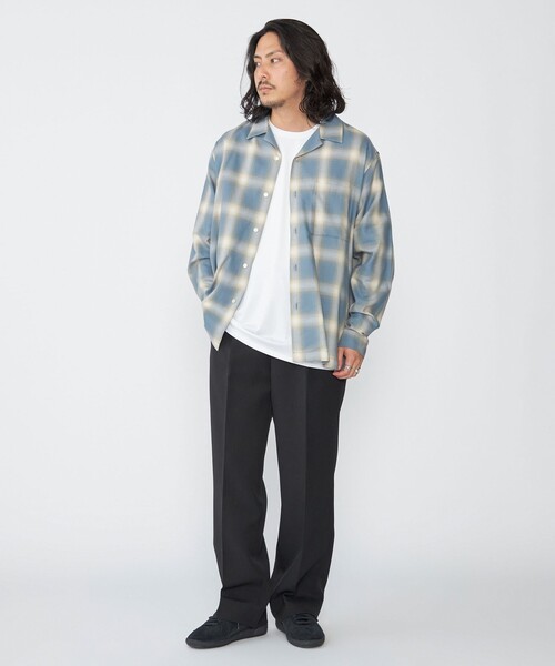 SHIPS（シップス） シャツ SHIPS: オンブレ チェック オープンカラー