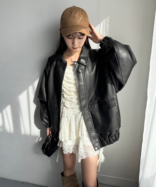 one after another NICE CLAUP レザージャケット ライダース フェイク