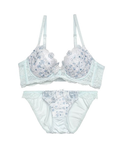 ブラジャー ショーツセット フェミニンレーシィギャザー 育乳脇高