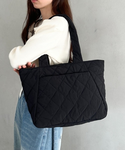 トートバッグ ファスナー付きキルティング軽量トートバッグ マザーズ