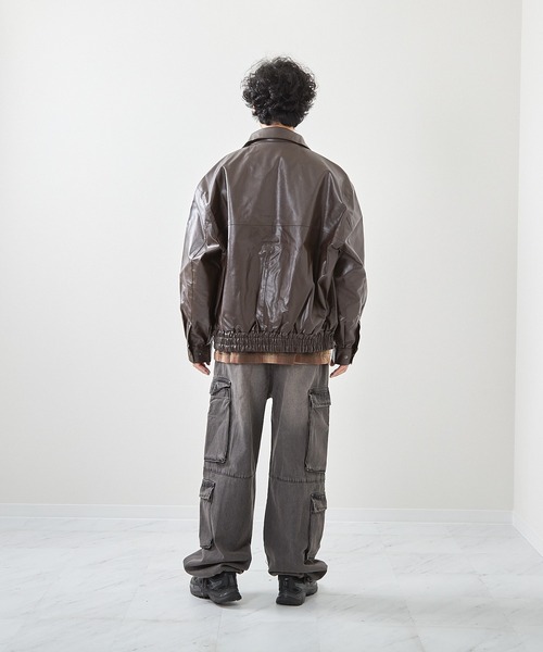 VIBGYOR ミリタリージャケット モッズコート フェイクレザーA2