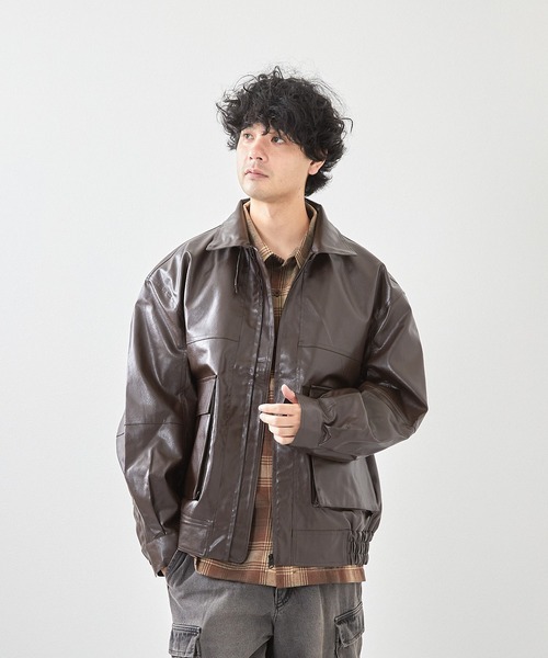 VIBGYOR ミリタリージャケット モッズコート フェイクレザーA2