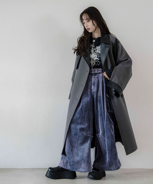 HARE（ハレ） コート チェスターコート ウーリーテックフェイクレザー