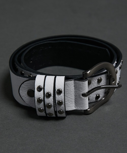 CELENA BEATS ベルト ダブルスタッズ PUレザー バックルベルト