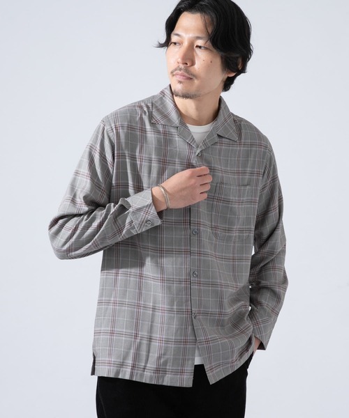 URBAN RESEARCH ROSSO MEN シャツ ブラウス グレンチェックオープン