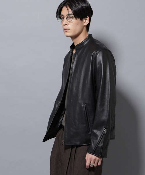 NANO universe（ナノ・ユニバース） 革ジャン ライダース バンドカラー