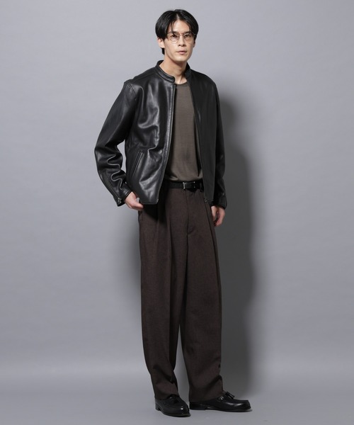 NANO universe（ナノ・ユニバース） 革ジャン ライダース バンドカラー