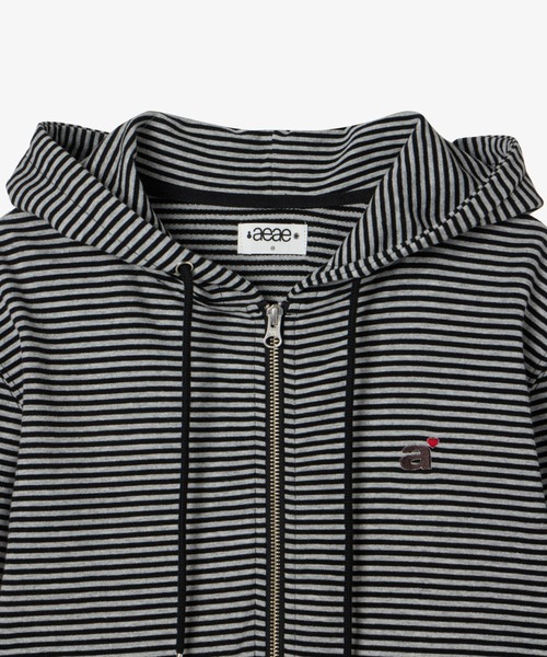 aeae パーカー STRIPE SMALL LETTER HOOD ZIP UP レディース メンズ