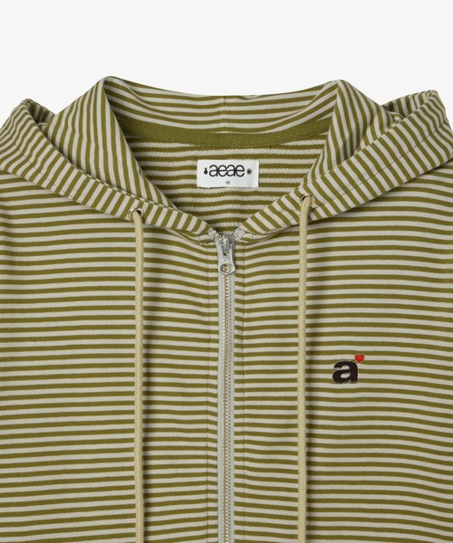 aeae パーカー STRIPE SMALL LETTER HOOD ZIP UP レディース メンズ