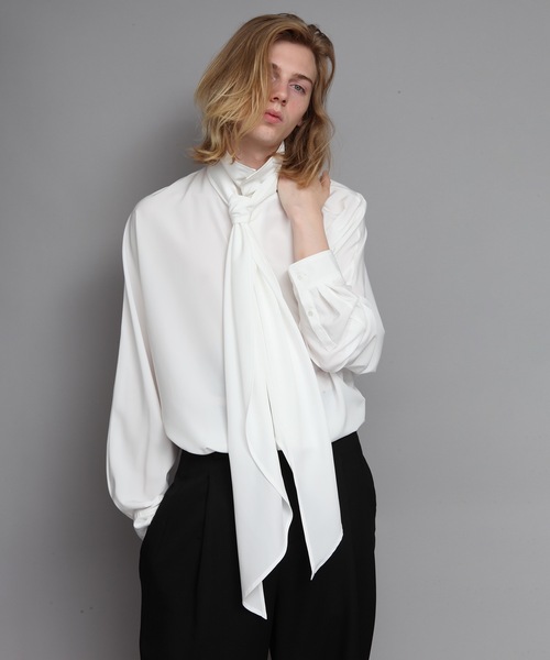 ATO（アトウ） シャツ Crepe de Chine SCARF SHIRT メンズ : ZOZOTOWN
