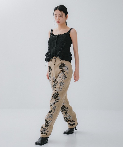 CLANE（クラネ） パンツ 「CLANE/クラネ」FLOWER EMBROIDERY PANTS