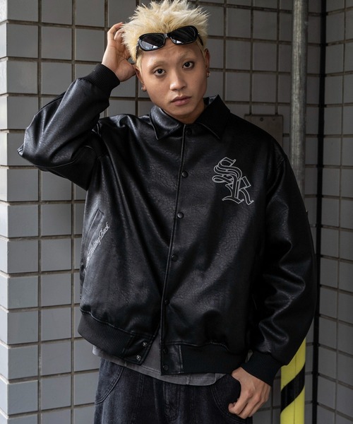 SHORT ROUND 革ジャン ライダース SHORT ROUND/エコレザーグラフィック