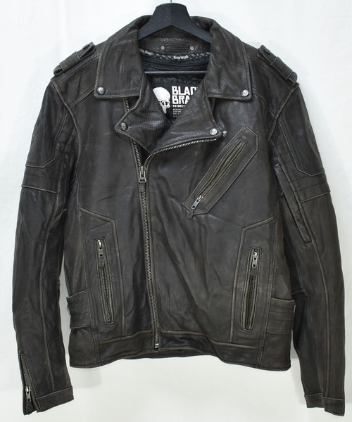 VINTAGE 革ジャン ライダース 「ヴィンテージ古着」BLACK BRAND スカル