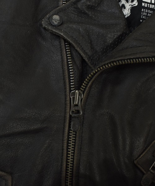 VINTAGE 革ジャン ライダース 「ヴィンテージ古着」BLACK BRAND スカル
