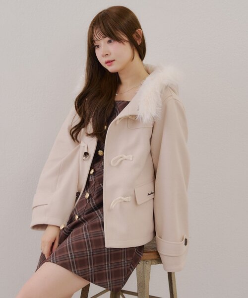 ANOTHER BRANCH OLIVE des OLIVE ダッフルコート コート ファー付き