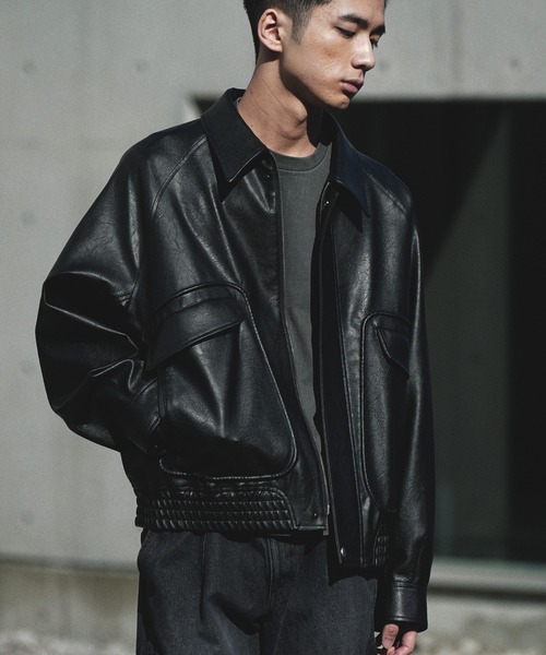 WYM LIDNM ブルゾン アウター ARTIFICIAL GRAIN FLIGHT BLOUSON メンズ