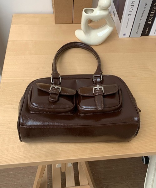 ボストンバッグ ダブルベルトポケットボストンバッグ レディース