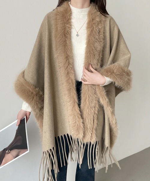 ABITOKYO（アビトーキョー） ポンチョ フリンジファードッキング