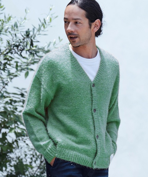 90s スペイン製 モヘヤニット カーディガン ボックスシルエット