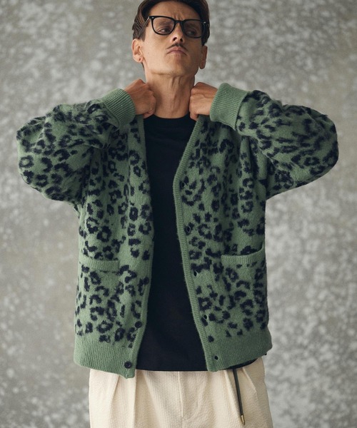 THEOREM カーディガン mcg3725- Mohair-like Leopard Cardigan
