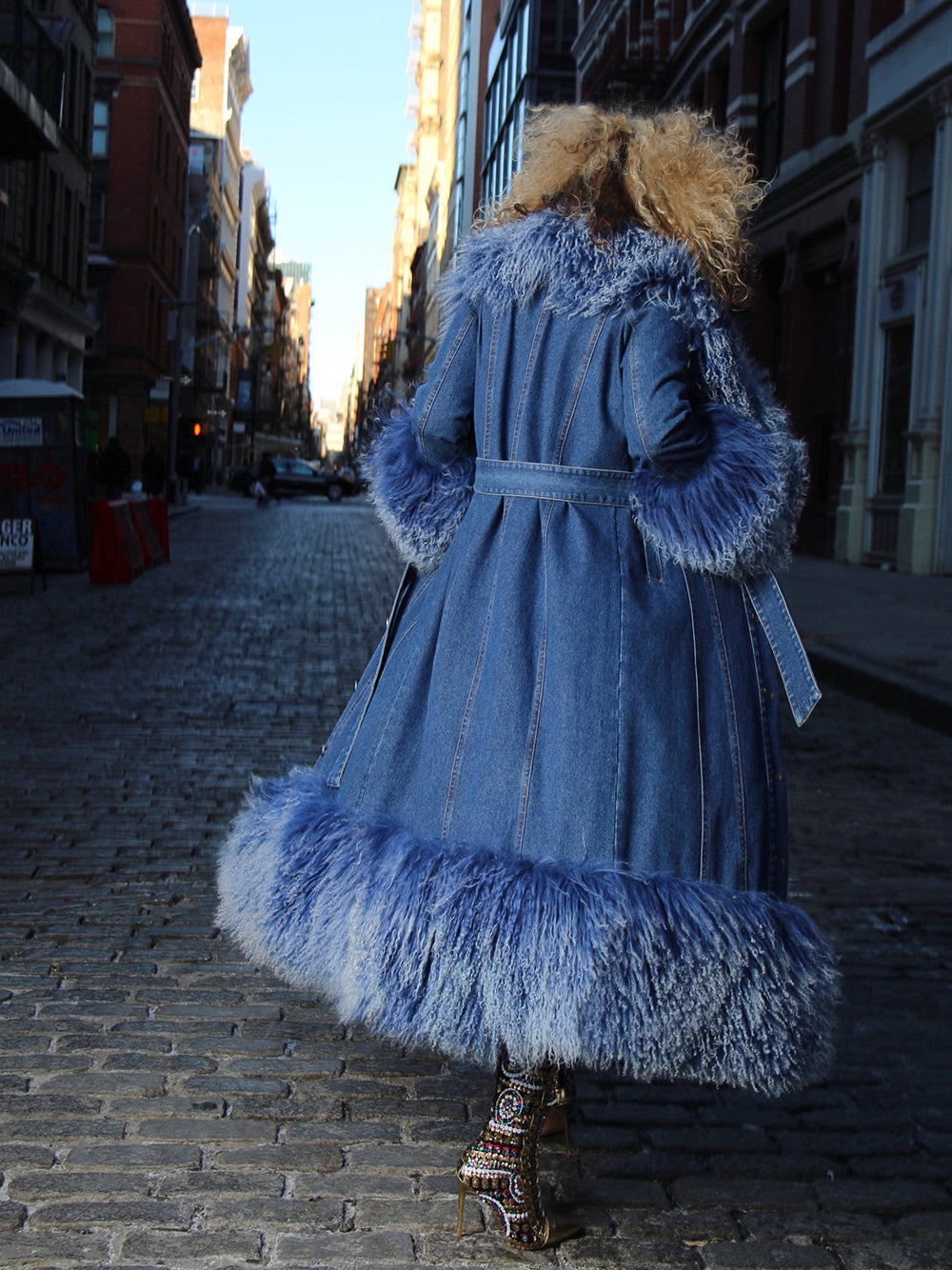 Denim Coat w/ Shearling Fur -..-. ZCRAVE™ OFFICIAL ONLINE STORE