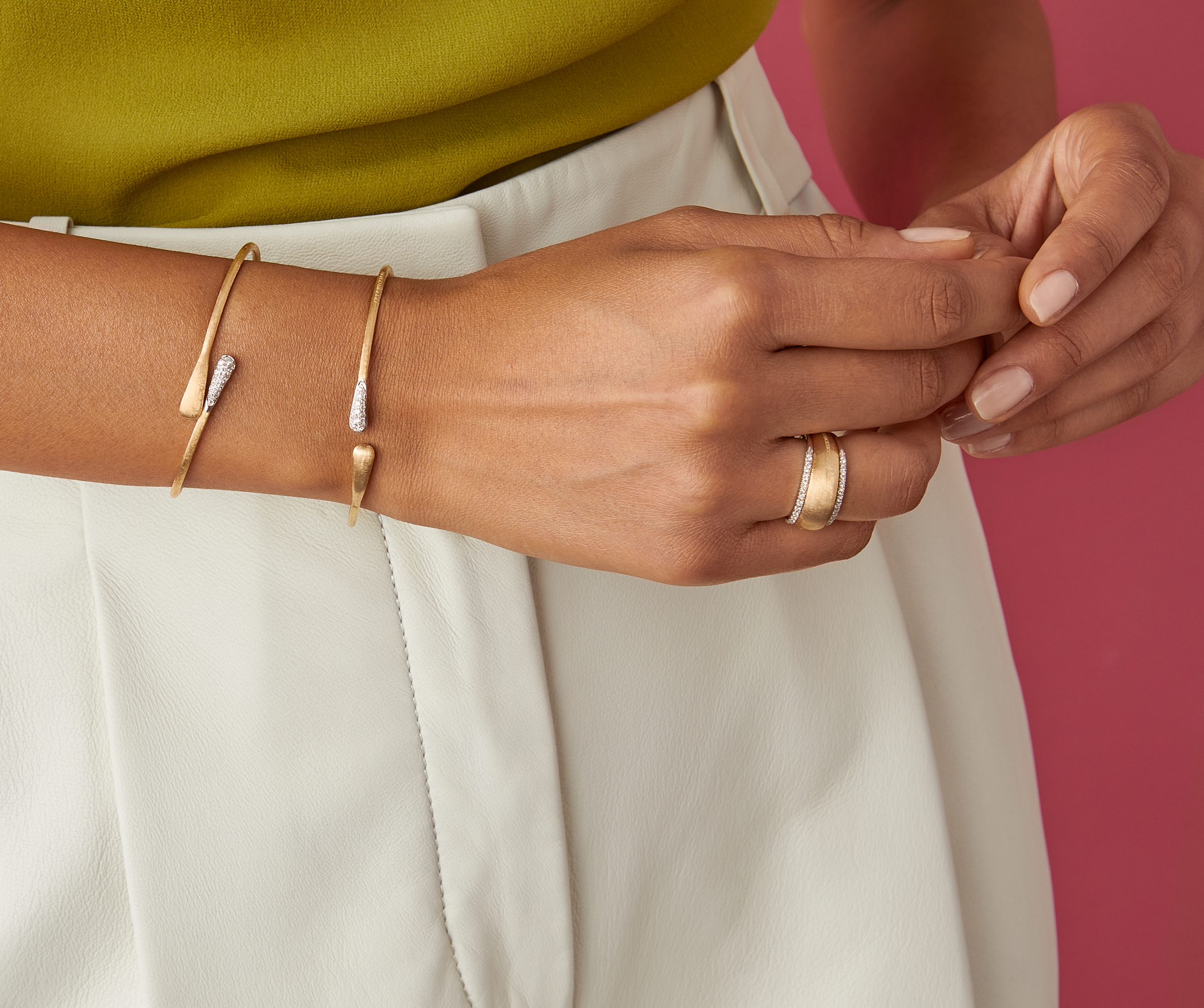 Lucia Collection Yellow Gold Flex Fit Diamond Bangle Bracele