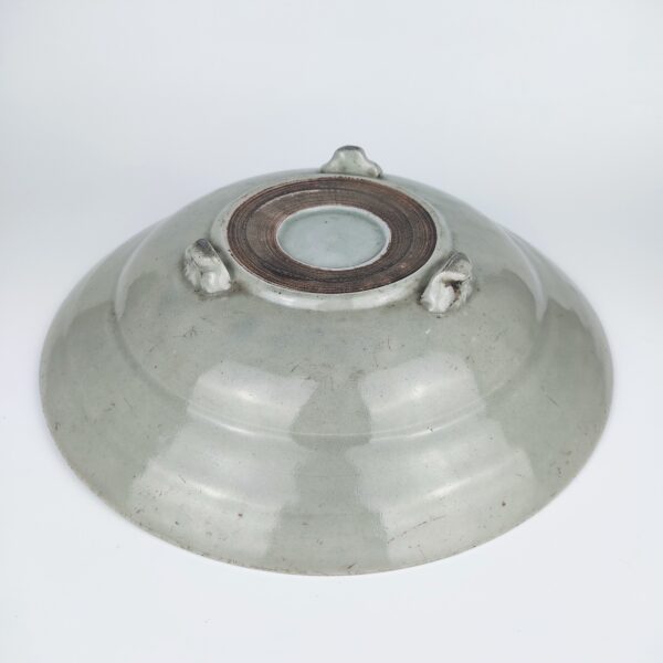 初期伊万里 青磁染付扇面梅文三足大皿 – 古美術西川