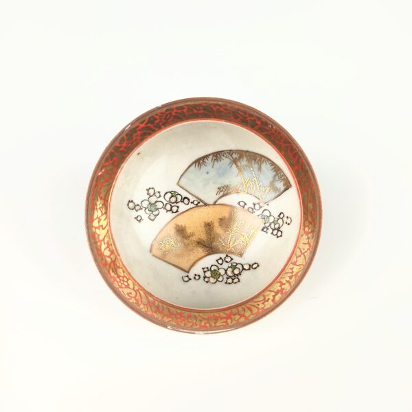 九谷焼 色絵七福神宝珠型盃台付盃 清閑造 – 古美術西川