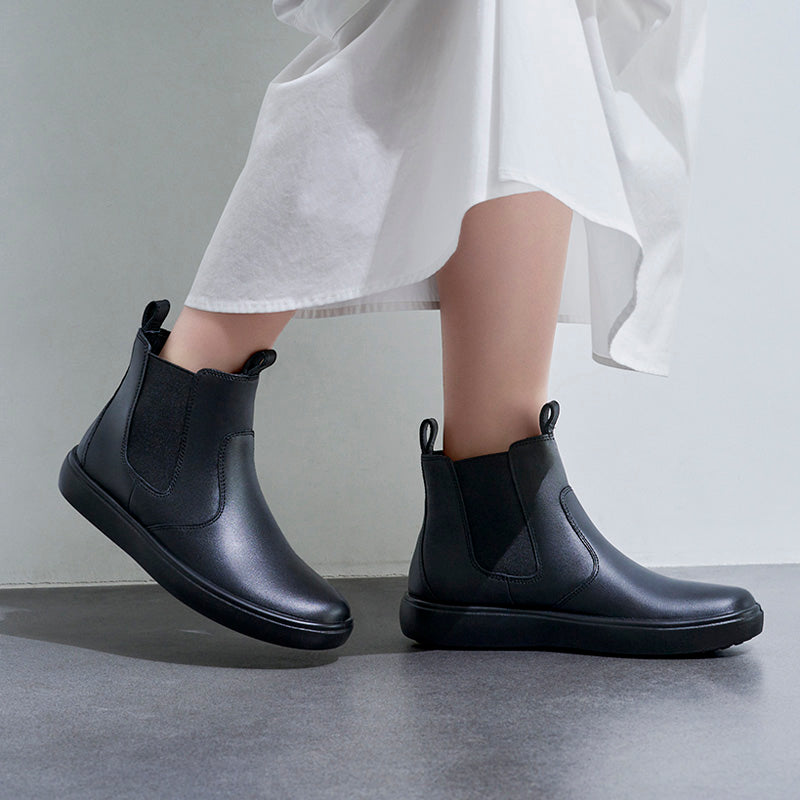 アキレス・ソルボ N 516 黒｜ミニマル レザーサイドゴアブーツ