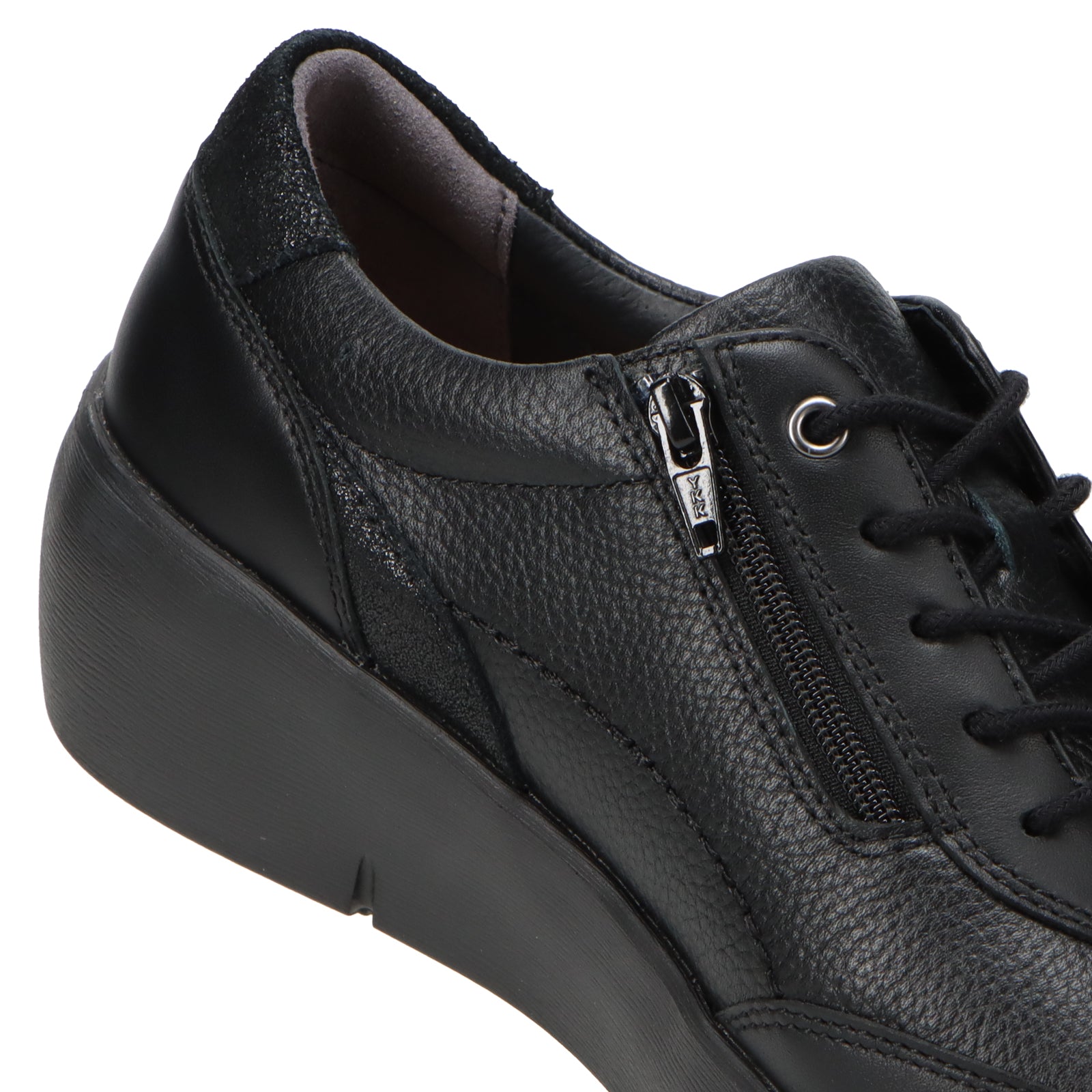 アキレス・ソルボ H 619 黒｜ラメアクセントが上品な牛革厚底レース