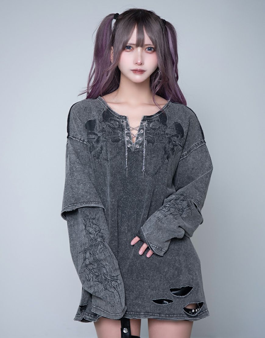 DimMoire【ディムモアール】超ロングスリーブニットII/White