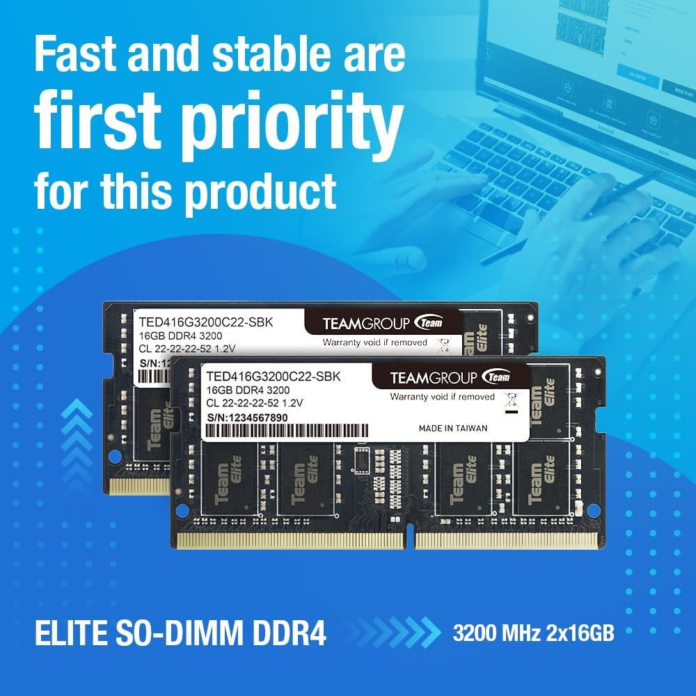 TEAMGROUP Elite DDR4 16GB Single 3200MHz PC4-25600 CL22 SODIMM 260