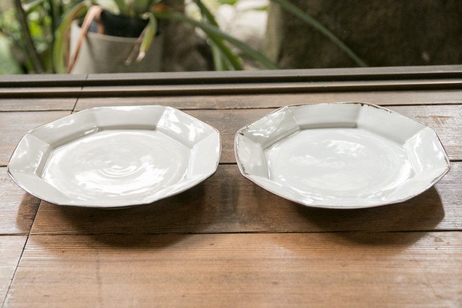 柳川謙治 白磁 鉄巻八角皿【アソート作品】 －作家もの陶器・うつわ
