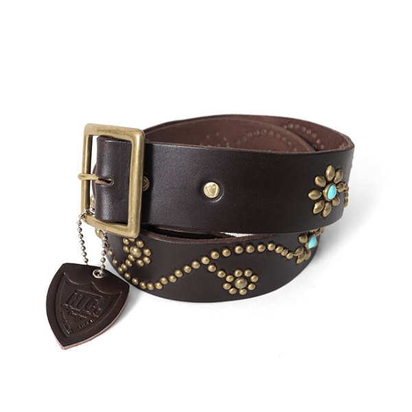 HTC エイチティーシー フラワースタッズ ターコイズ レザーベルト 125