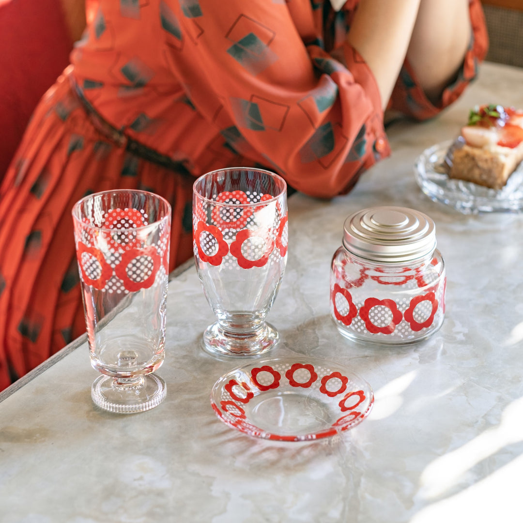 アデリアレトロオンラインショップ 脚付きグラス 花だん | レトロ柄の