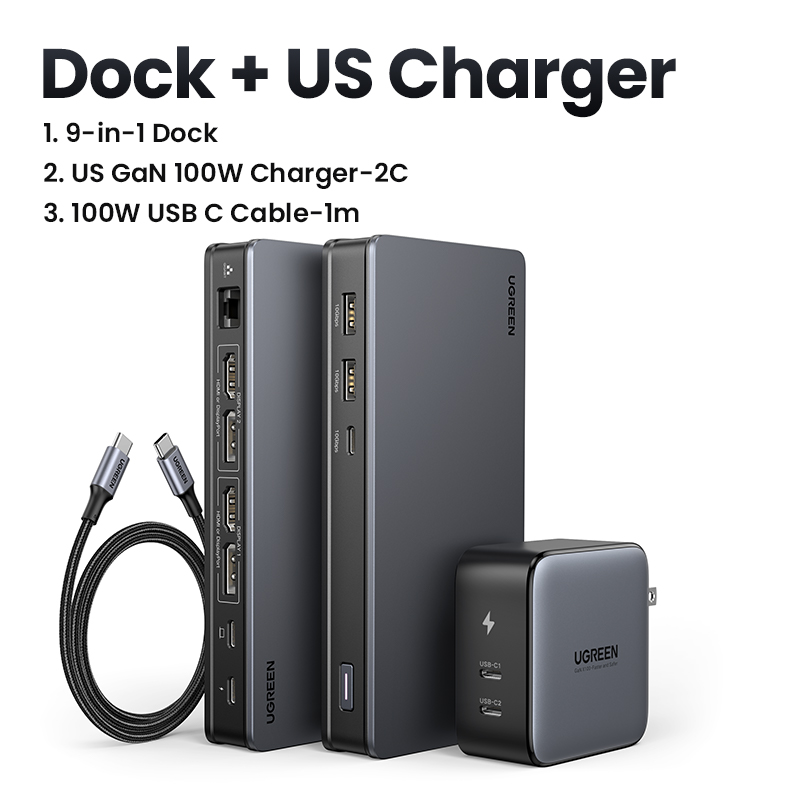 UGREEN USB C HUB Docking Station DisplayLink 9-in-1 2DP 2HDMI Dual