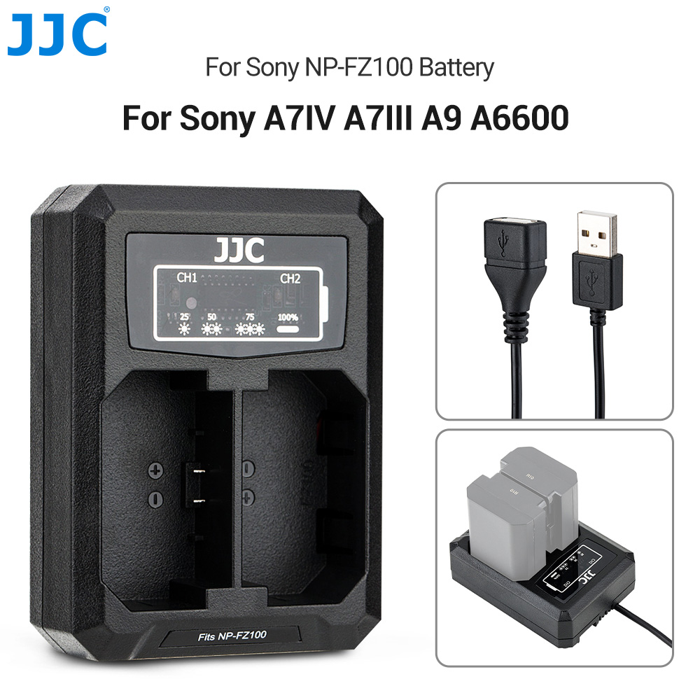 JJCバッテリー充電器 USBデュアル充電器 ソニーNP-FZ100バッテリー対応
