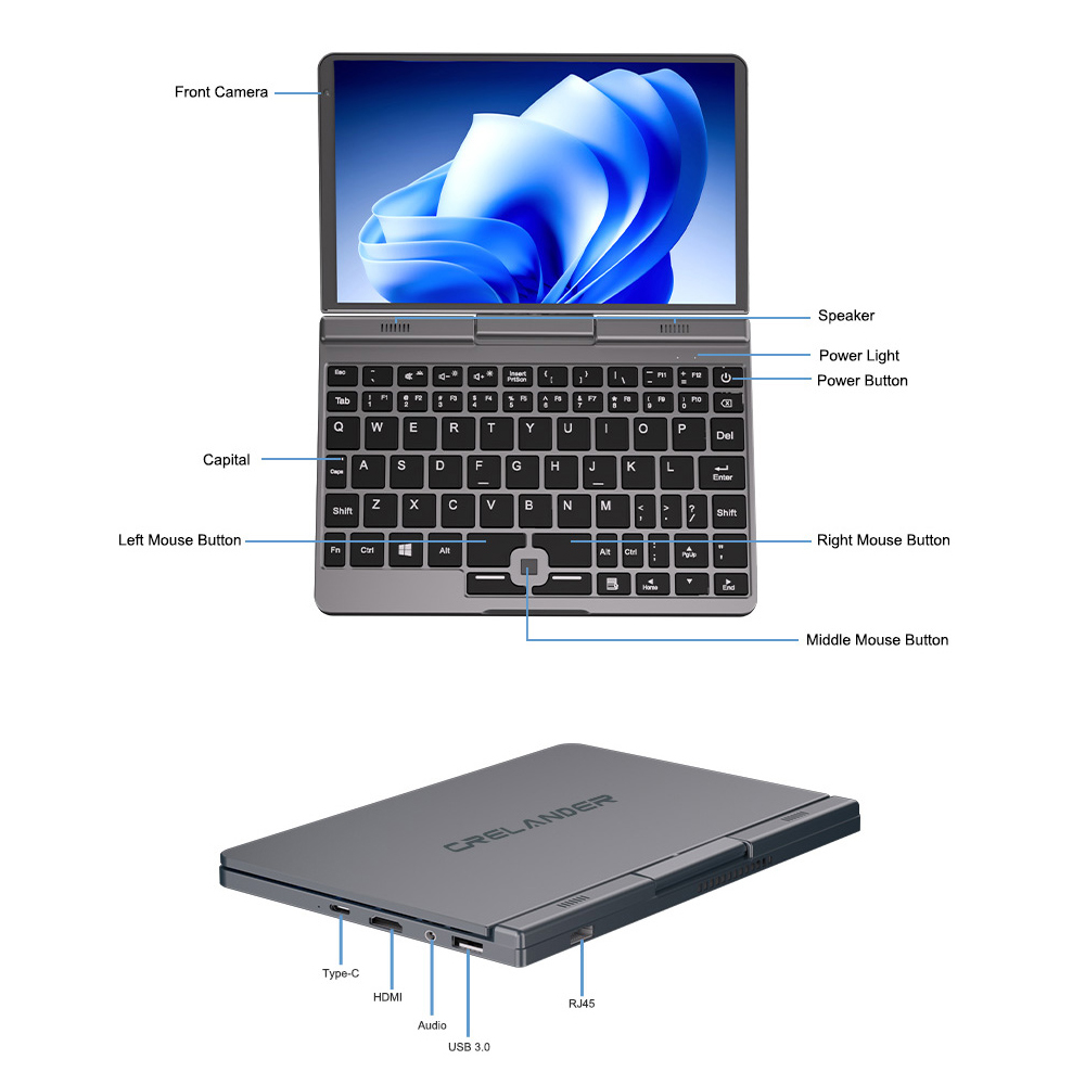 ミニゲーミングノートパソコン,8インチタッチスクリーン,Intel Lake