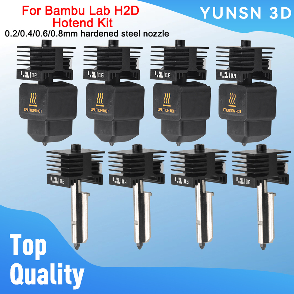 For Bambu Lab H2D H2S Hotend Kit 0.2/0.4/0.6/0.8mm Hardened Steel