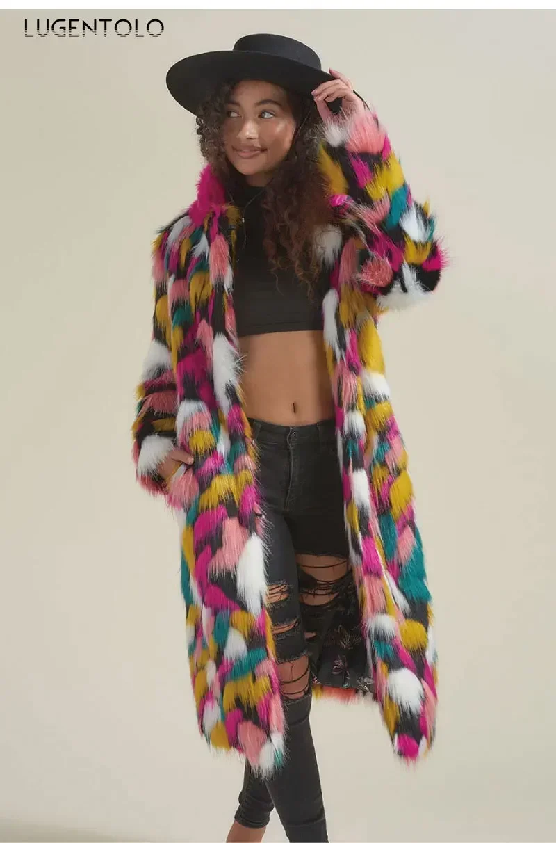 フェイクフォックスファーロングコート,レディースロングコート