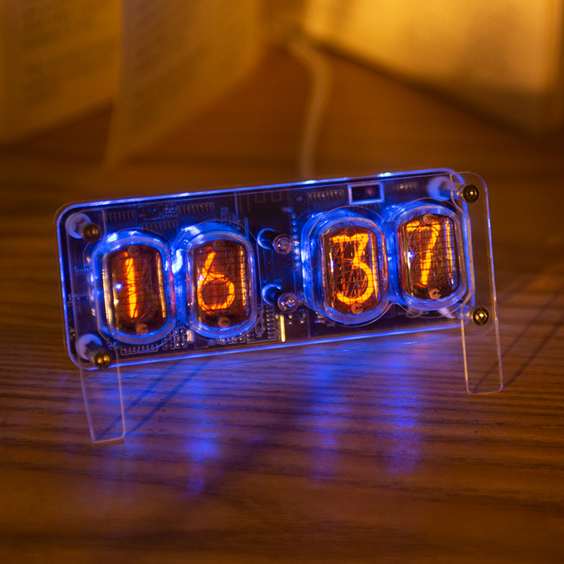 RGB 4 Digit IN-12 Nixie Glow Tube Clock IN12 With LED Backlight